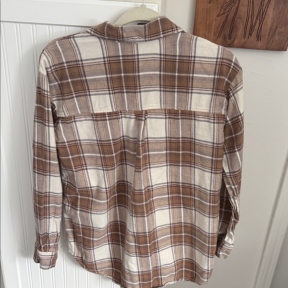 Plaid Button Down Shirt - Brown and Cream - Picture 3 of 3